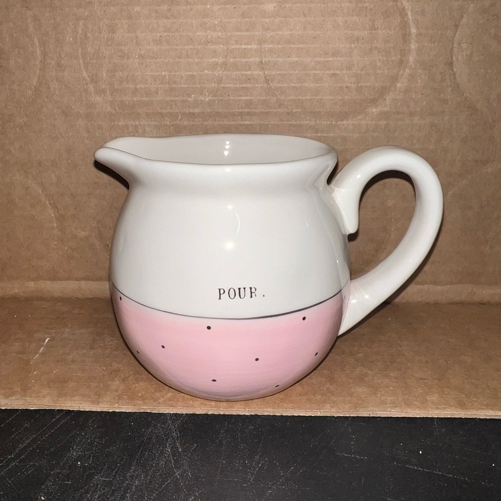 Rae Dunn Pink and White Polka Dot creamer